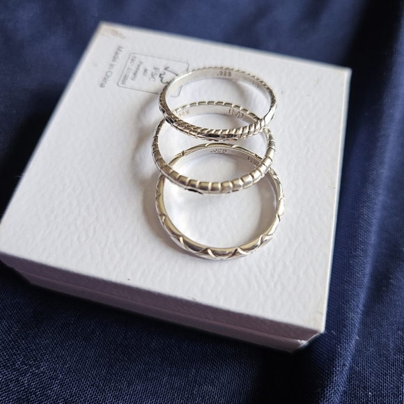 Vintage Sterling Silver Stacking Rings Set Of 3 Size 6 - Picture 5 of 9